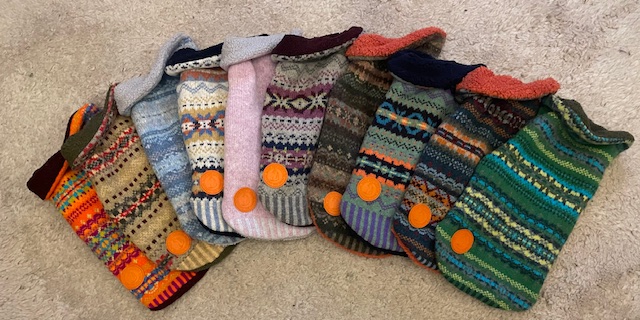 100% Wool Knit - Limited Edition Jumpers, Multi Fairisle and Plain With Borg Contrasting lining  (MEDIUM)