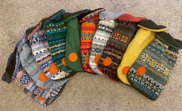 100% Wool Knit - Limited Edition Jumpers, Multi Fairisle and Plain, With Borg Contrasting lining  (SMALL)